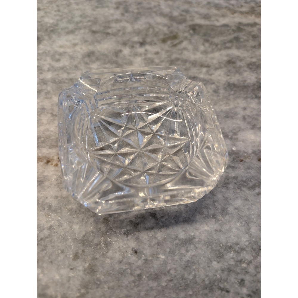 Vintage Waterford Crystal Square 3 3/8" Heavy Ashtray 8 Pointed Star